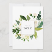 Elegant White Floral Afstudeerder Party Kaart (Achterkant)