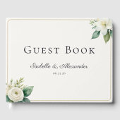 Elegant White Floral and Greenery Custom Wedding Gastenboek (Voorkant)