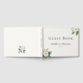 Elegant White Floral and Greenery Custom Wedding Gastenboek (Volledig)