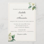 Elegant White Floral and Greenery Faux Gold Kaart (Voorkant)