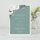 Elegant White Floral and Greenery Green Wedding Kaart (Staand voorkant)