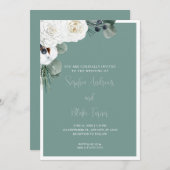 Elegant White Floral and Greenery Green Wedding Kaart (Voorkant / Achterkant)