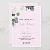 Elegant White Floral and Greenery Pink Wedding Kaart (Voorkant / Achterkant)
