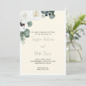 Elegant White Floral and Greenery Yellow Wedding Kaart (Staand voorkant)