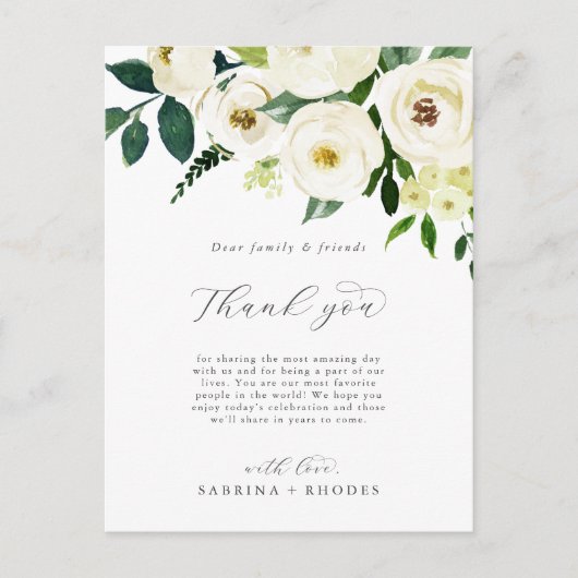 Elegant White Floral Bedankt dat je Kaart ontvangt (Voorkant)