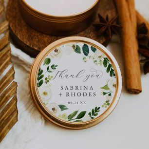 Elegant White Floral Bedankt voor je huwelijk Ronde Sticker