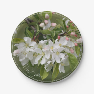 Elegant White Floral Bloom Papieren Bordje