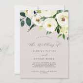 Elegant White Floral | Blush Mauve the Wedding of Kaart (Voorkant)