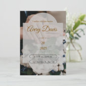 Elegant White Floral Boho Wedding Invitation  Kaart (Staand voorkant)