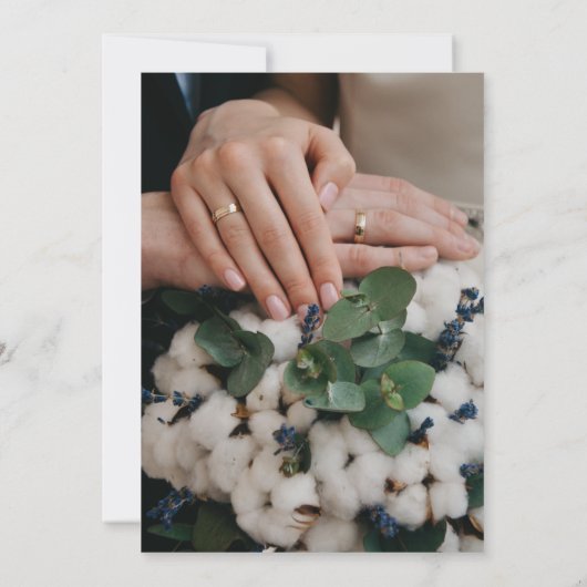 Elegant White Floral Boho Wedding Invitation  Kaart (Achterkant)