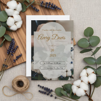 Elegant White Floral Boho Wedding Invitation  Kaart