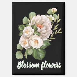 Elegant white floral bouquet with green leaves magneet