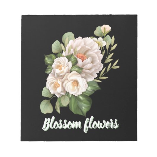 Elegant white floral bouquet with green leaves notitieblok (Voorkant)