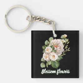 Elegant white floral bouquet with green leaves sleutelhanger