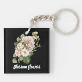 Elegant white floral bouquet with green leaves sleutelhanger (Achterkant)