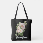 Elegant white floral bouquet with green leaves tote bag (Achterkant)