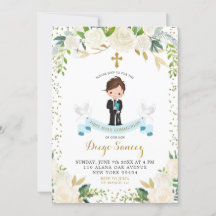 Elegant White Floral Boy First Heilige Communie