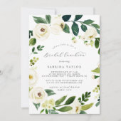 Elegant White Floral Bridal Luncheon Invitation Kaart (Voorkant)