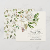 Elegant White Floral Bridal Shower Invitation Kaart (Voorkant / Achterkant)