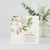 Elegant White Floral Bridal Shower Invitation Kaart (Staand voorkant)