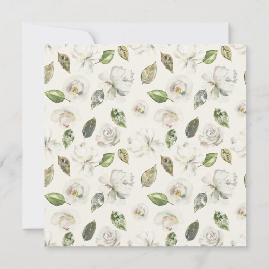 Elegant White Floral Bridal Shower Invitation Kaart (Achterkant)