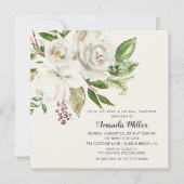Elegant White Floral Bridal Shower Invitation Kaart (Voorkant)