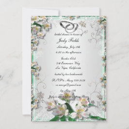 Elegant White Floral Bridal Shower Invitation Kaart