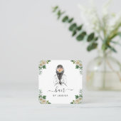 Elegant White Floral Bride Hairstyle Braid QR Code Vierkante Visitekaartje (Staand voorkant)