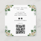 Elegant White Floral Bride Hairstyle Braid QR Code Vierkante Visitekaartje (Achterkant)
