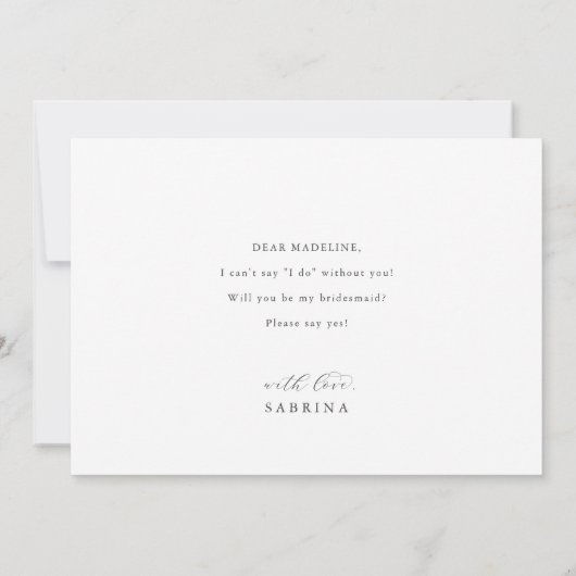 Elegant White Floral Bridesmaid Proposal Card Kaart (Achterkant)