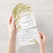 Elegant White Floral bruiloft in één keer All In One Uitnodiging (Afscheurbaar)