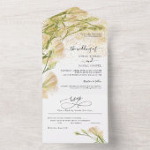 Elegant White Floral bruiloft in één keer All In One Uitnodiging (Binnen)