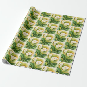 Elegant White Floral Cala Lily Flowers Cadeaupapier