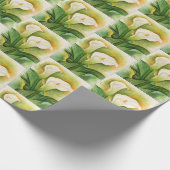 Elegant White Floral Cala Lily Flowers Cadeaupapier (Hoek)