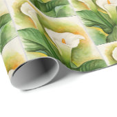 Elegant White Floral Cala Lily Flowers Cadeaupapier (Rol Hoek)