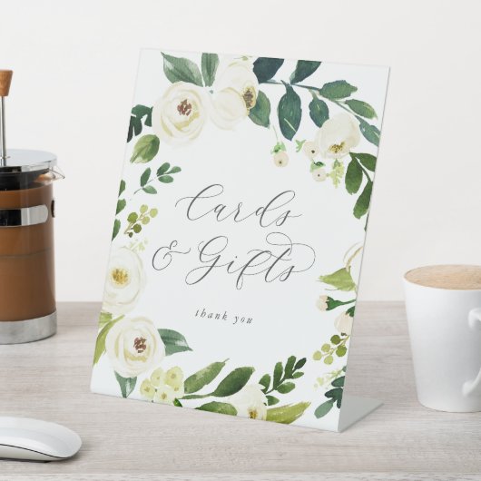 Elegant White Floral Cards and Gifts Reclamebord Met Voetstuk (Insitu)