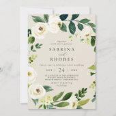 Elegant White Floral Champagne Front Back Wedding Kaart (Voorkant)