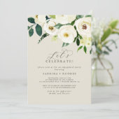 Elegant White Floral | Champagne Let's Celebrate Kaart (Staand voorkant)