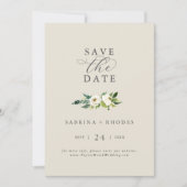 Elegant White Floral | Champagne Save the Date (Voorkant)