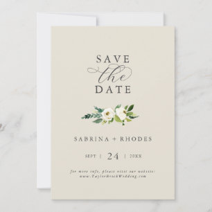 Elegant White Floral   Champagne Save the Date