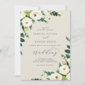 Elegant White Floral | Champagne Wedding Kaart (Voorkant)
