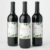 Elegant White Floral Cheers Wedding Wine Labels Wijn Etiket (Flessen)