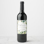 Elegant White Floral Cheers Wedding Wine Labels Wijn Etiket (Voorkant)