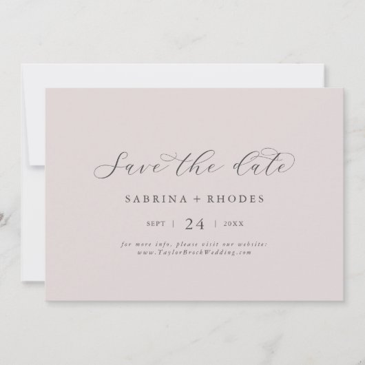 Elegant White Floral Coordinate | Blush Mauve Save The Date (Voorkant)
