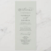 Elegant White Floral Coordinate Sage Mint Wedding Programmakaart (Voorkant)