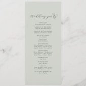 Elegant White Floral Coordinate Sage Mint Wedding Programmakaart (Achterkant)