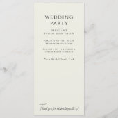 Elegant White Floral Cream Wedding Program Menu (Achterkant)