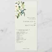 Elegant White Floral Cream Wedding Program Menu (Voorkant)