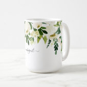 Elegant White Floral Custom Name Koffiemok (Voorkant rechts)