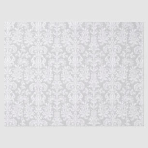 Elegant White Floral Damascus over grijze achtergr Tissuepapier